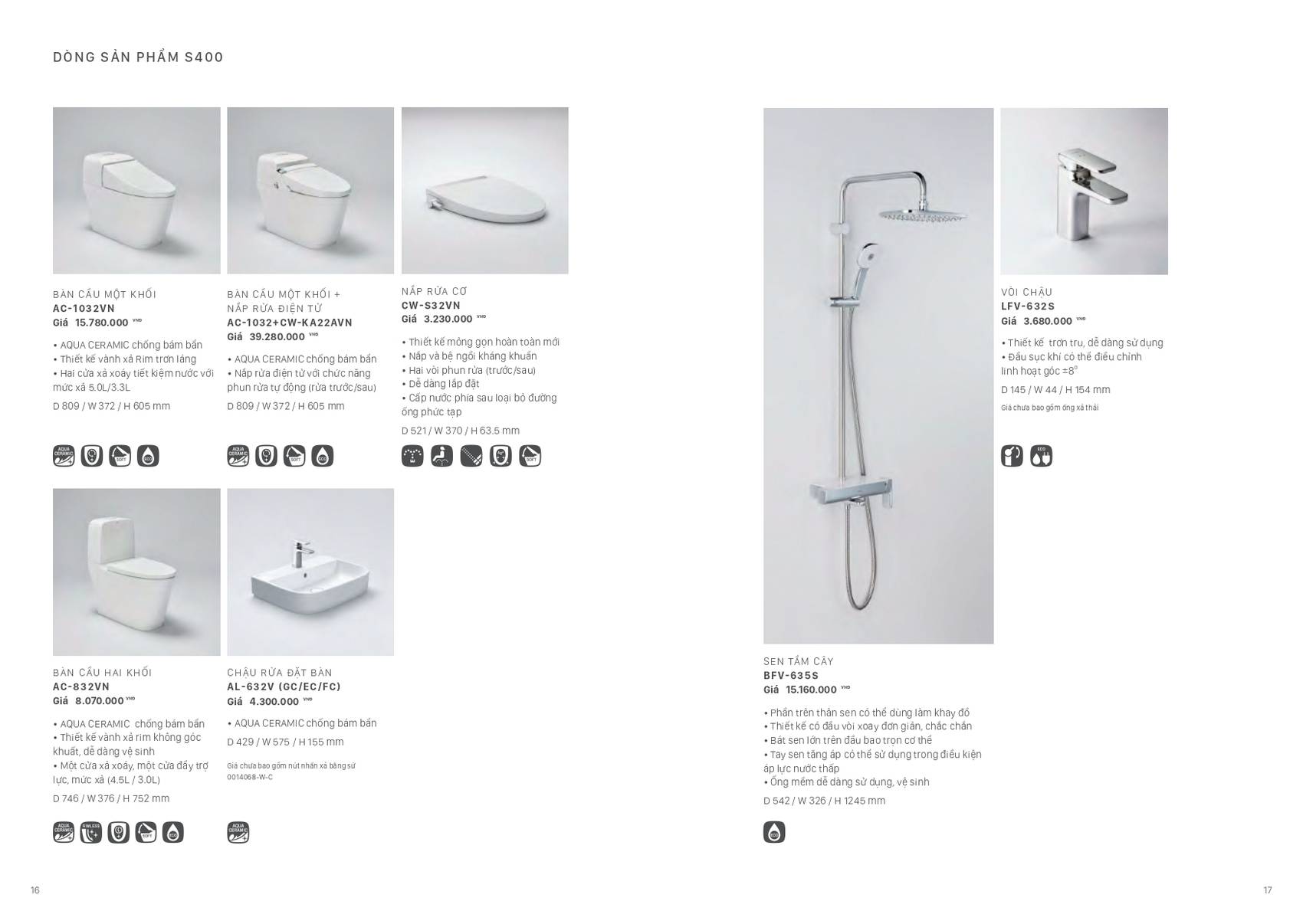 Thiết bị vệ sinh INAX Catalogue và Bảng giá mới nhất 2025 /Page 8